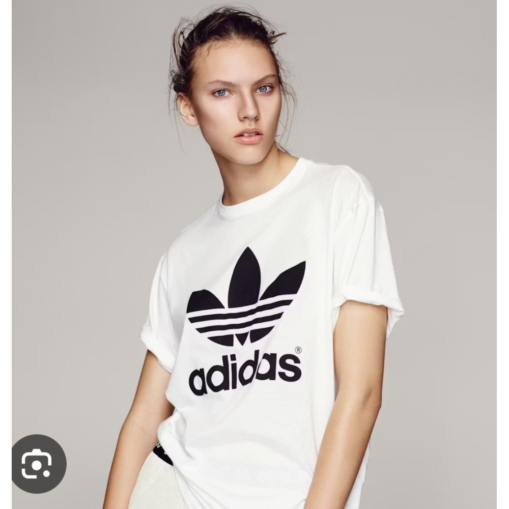 Adidas Boxy ‎ crop Tee Womens Large White NWT
